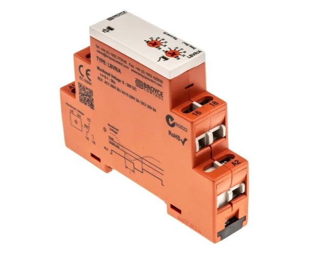Relé de supervisión Broyce Control serie L SPDT 3 fases para carril DIN