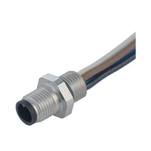 M5 Enchufe de brida contactos 4 sin blindaje hilos IP67 M5x0.5 Mont. frontal moldeado
